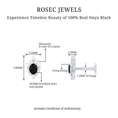 Real Black Onyx Designer Helix Earring with Moissanite