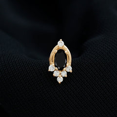 Real Black Onyx Designer Helix Earring with Moissanite