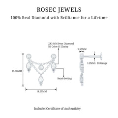 Vintage Inspired Diamond Chain Double Piercing Earring