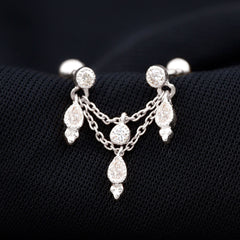 Vintage Inspired Diamond Chain Double Piercing Earring