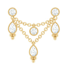 Vintage Inspired Diamond Chain Double Piercing Earring