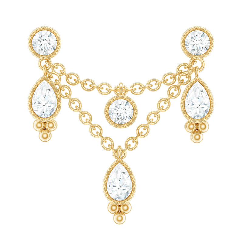 Vintage Inspired Diamond Chain Double Piercing Earring