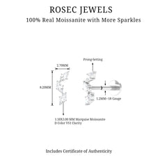 Marquise Cut Moissanite 3 Stone Tragus Earring
