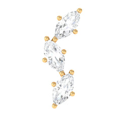 Marquise Cut Moissanite 3 Stone Tragus Earring