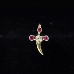 Real Ruby and Diamond Dagger Helix Earring