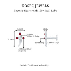 Real Ruby and Diamond Dagger Helix Earring