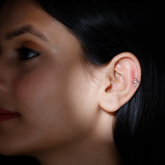 Real Ruby and Diamond Dagger Helix Earring