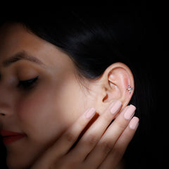 Real Ruby and Diamond Dagger Helix Earring