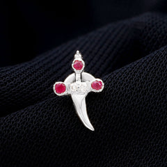 Real Ruby and Diamond Dagger Helix Earring