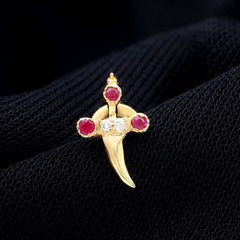 Real Ruby and Diamond Dagger Helix Earring