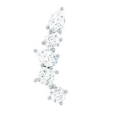 Certified Moissanite Crawler Earring in Prong Setting