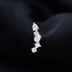 Certified Moissanite Crawler Earring in Prong Setting