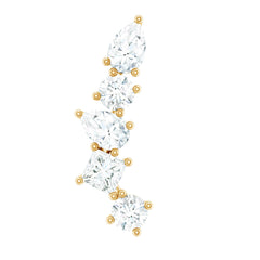 Certified Moissanite Crawler Earring in Prong Setting