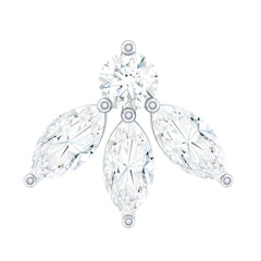 Marquise Shape Diamond Leaf Earring for Helix Piercing