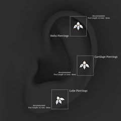 Marquise Shape Diamond Leaf Earring for Helix Piercing