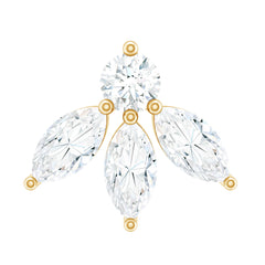 Marquise Shape Diamond Leaf Earring for Helix Piercing