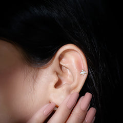 Marquise Shape Diamond Leaf Earring for Helix Piercing
