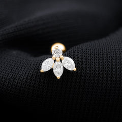 Marquise Shape Diamond Leaf Earring for Helix Piercing