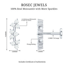 Unique Moissanite Cartilage Climber Earring