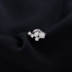 Natural Diamond Star Crawler Earring for Helix Piercing