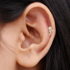Natural Diamond Star Crawler Earring for Helix Piercing