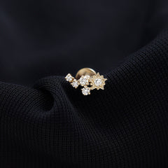 Natural Diamond Star Crawler Earring for Helix Piercing