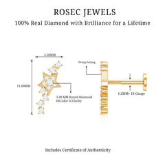 Certified Diamond Star Crawler Earring for Helix Piercing