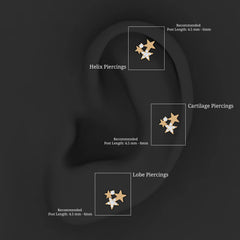 Round Cut Natural Diamond Gold Star Cartilage Earring