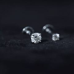 Solitaire Round Cut Moissanite Earring Set for Helix Piercing