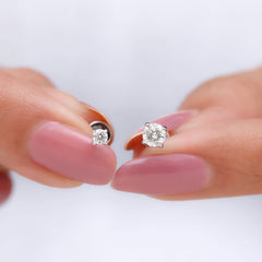 Solitaire Round Cut Moissanite Earring Set for Helix Piercing