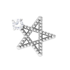 Natural Diamond Star Cartilage Earring with Beaded Gold