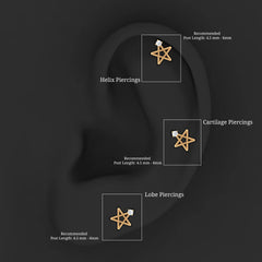 Natural Diamond Star Cartilage Earring with Beaded Gold