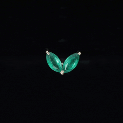 Marquise Lab Grown Emerald Leaf Earring for Helix Piercing