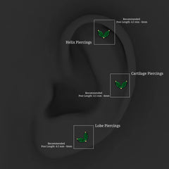 Marquise Lab Grown Emerald Leaf Earring for Helix Piercing