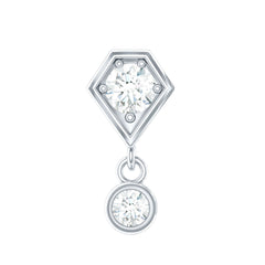 Round Cut Natural Diamond Drop Helix Earring