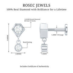 Round Cut Natural Diamond Drop Helix Earring