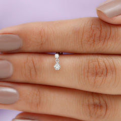 Round Cut Natural Diamond Drop Helix Earring