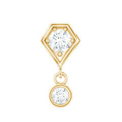 Round Cut Natural Diamond Drop Helix Earring
