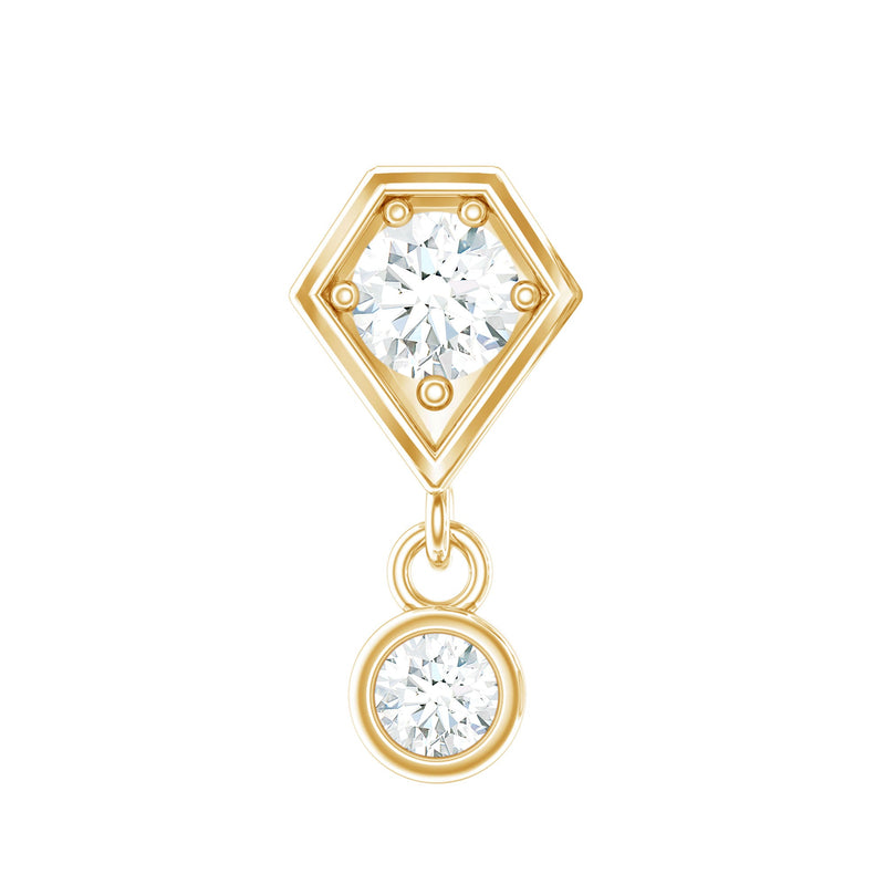 Round Cut Natural Diamond Drop Helix Earring