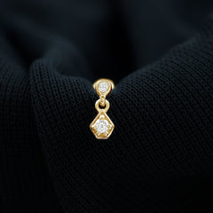 Round Cut Natural Diamond Drop Helix Earring