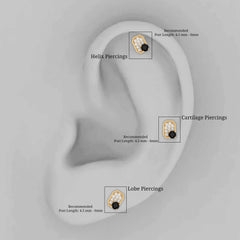 1/4 CT Black Onyx and Moissanite Octagon Cartilage Earring