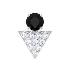 Black Onyx and Diamond Triangle Cartilage Earring in Gold
