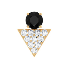 Black Onyx and Diamond Triangle Cartilage Earring in Gold
