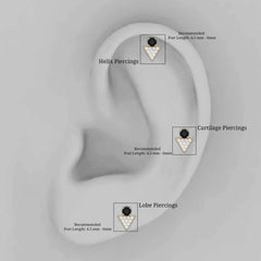 Black Onyx and Diamond Triangle Cartilage Earring in Gold