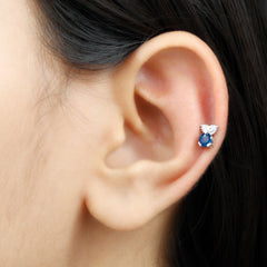 Blue Sapphire Owl Helix Earring