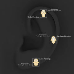 Diamond Hamsa Earring for Cartilage Piercing
