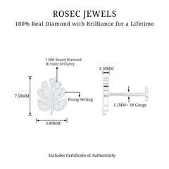Diamond Leaf Earring for Cartilage Piercing