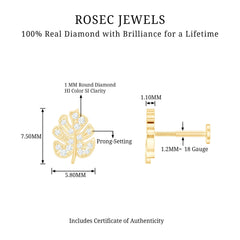 Diamond Leaf Earring for Cartilage Piercing