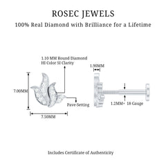Diamond Leaf Helix Earring for Women