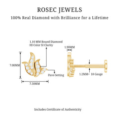 Diamond Leaf Helix Earring for Women